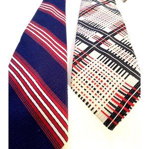 Vtg 60s 70s Mens Tie Wide Thick Polyester Necktie Disco Ugly Mod Red White Blue